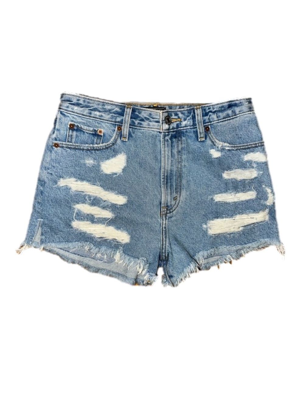 Abercrombie & Fitch Annie High Rise Short Distressed Ripped Raw Hem - Picture 9 of 11